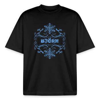 Bjoern - Boxy Heavyweight Unisex Organic T-Shirt von Stanley/Stella - Schwarz - Vorne - AI Model Male 185 light (185cm) & AI Model Female 172 dark (172cm)