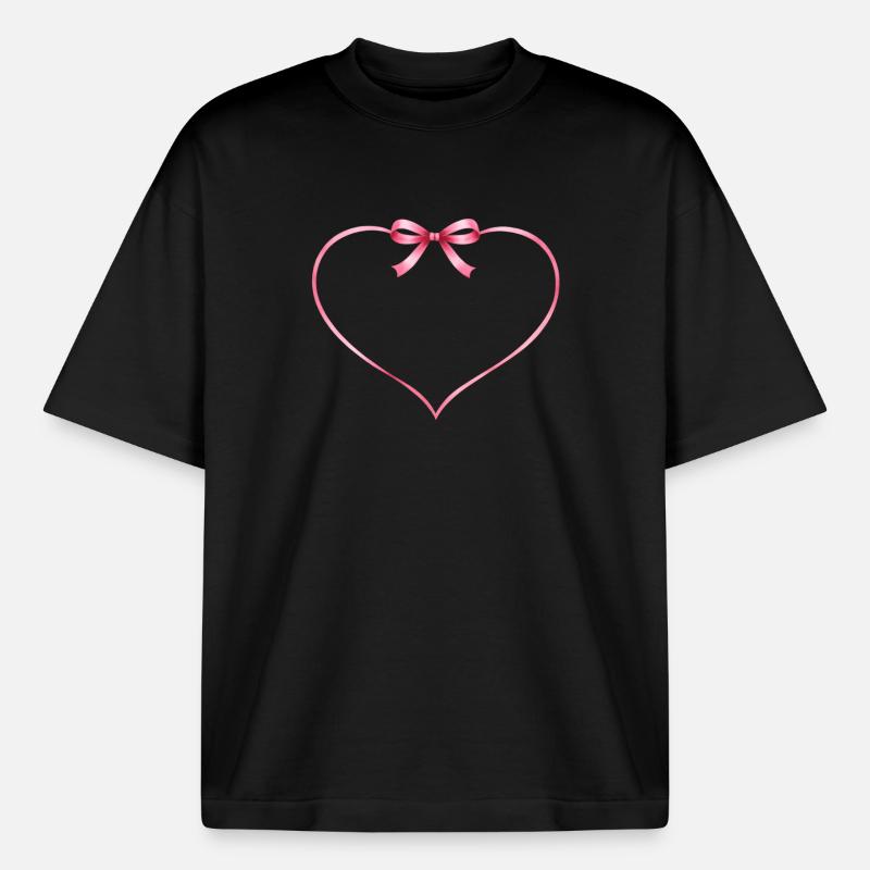 Heart bow customizable - Heavyweight Boxy Unisex T-Shirt by Stanley/Stella - black