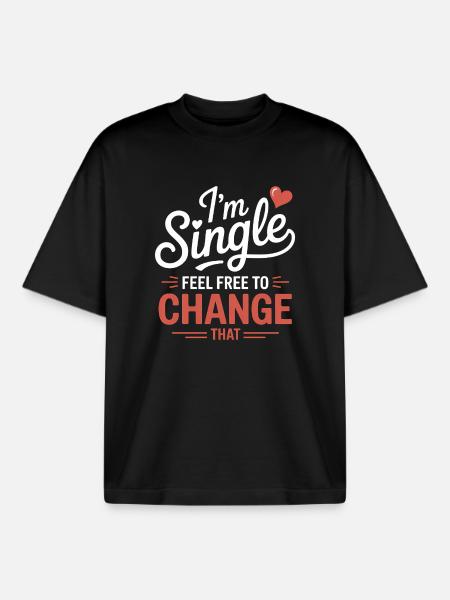 Single Sayings Singles Funny Single Gift - Boxy Heavyweight Unisex Organic T-Shirt by Stanley/Stella - black