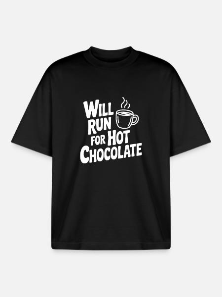 Will Run for Hot Chocolate - Boxy Heavyweight Unisex Organic T-Shirt by Stanley/Stella - black