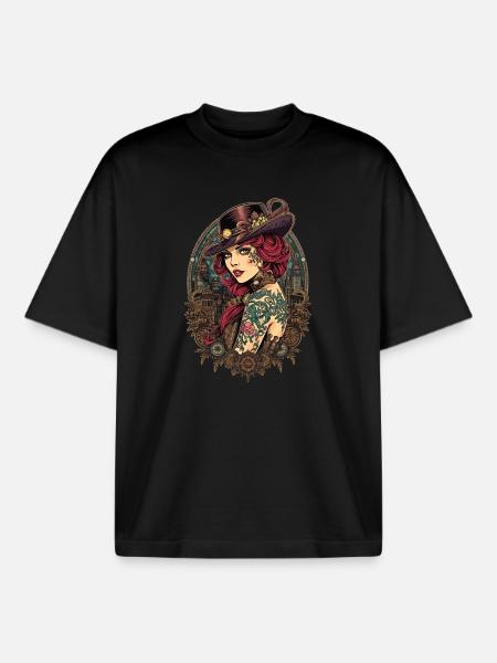 Femmes Steampunk Magnifiques Steampunk - T-shirt unisexe boxy épais biologique Stanley/Stella - noir