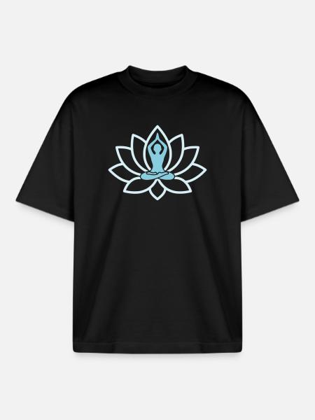 Bunte Lotusblüte Chakra - Boxy Heavyweight Unisex Organic T-Shirt von Stanley/Stella - Schwarz