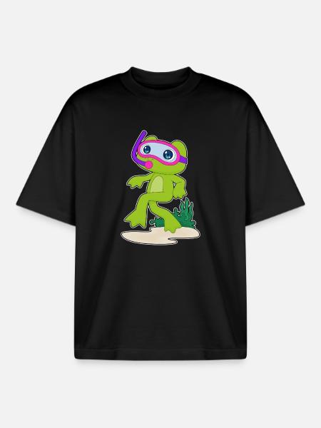 Frog Diver Snorkel Diving - Boxy Heavyweight Unisex Organic T-Shirt by Stanley/Stella - black
