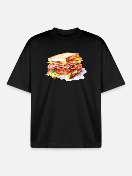 Sandwich Illustration - Boxy Heavyweight Unisex Organic T-Shirt by Stanley/Stella - black