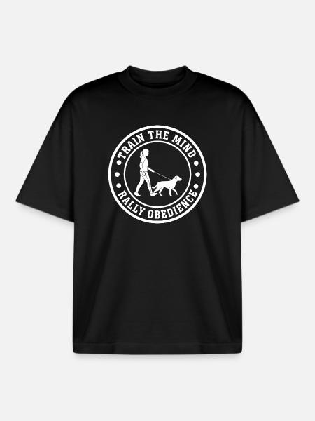 Real Rally Obedience Dog Sport Training - Boxy Heavyweight Unisex Organic T-Shirt by Stanley/Stella - black