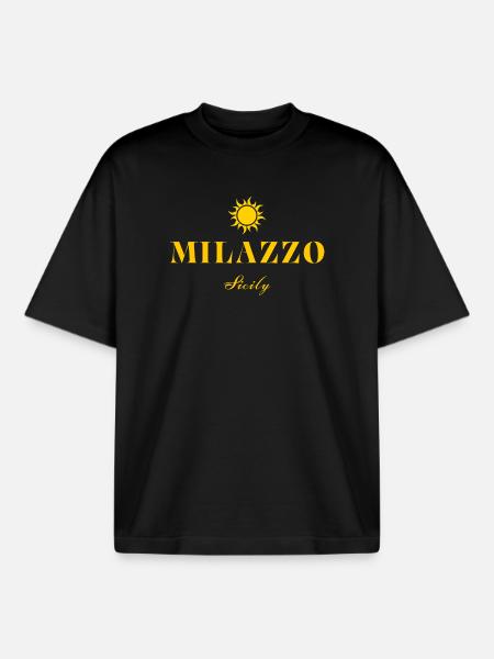 Milazzo Sicily Sun  - Boxy Heavyweight Unisex Organic T-Shirt by Stanley/Stella - black