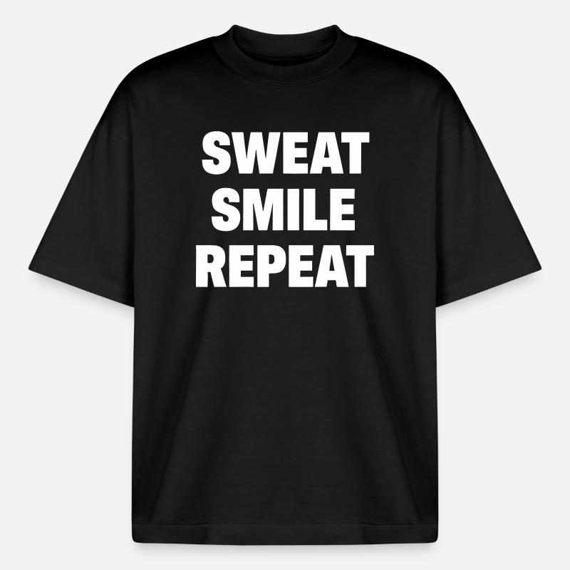 Sweat Smile Repeat - Boxy Heavyweight Unisex Organic T-Shirt von Stanley/Stella - Schwarz