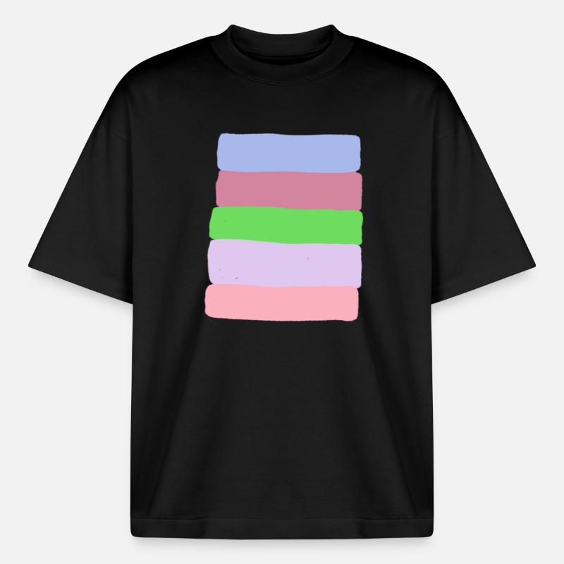 Pastellstreifen-Stack - Boxy Heavyweight Unisex Organic T-Shirt von Stanley/Stella - Schwarz