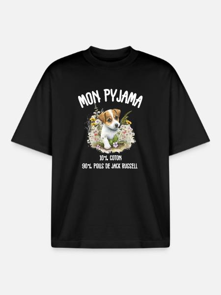 Jack Russell Hundepyjama-Humor - Boxy Heavyweight Unisex Organic T-Shirt von Stanley/Stella - Schwarz