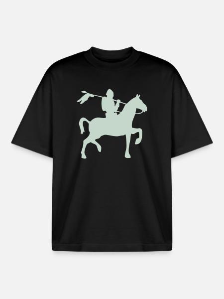 Chevalier guerrier à cheval - T-shirt unisexe boxy épais biologique Stanley/Stella - noir