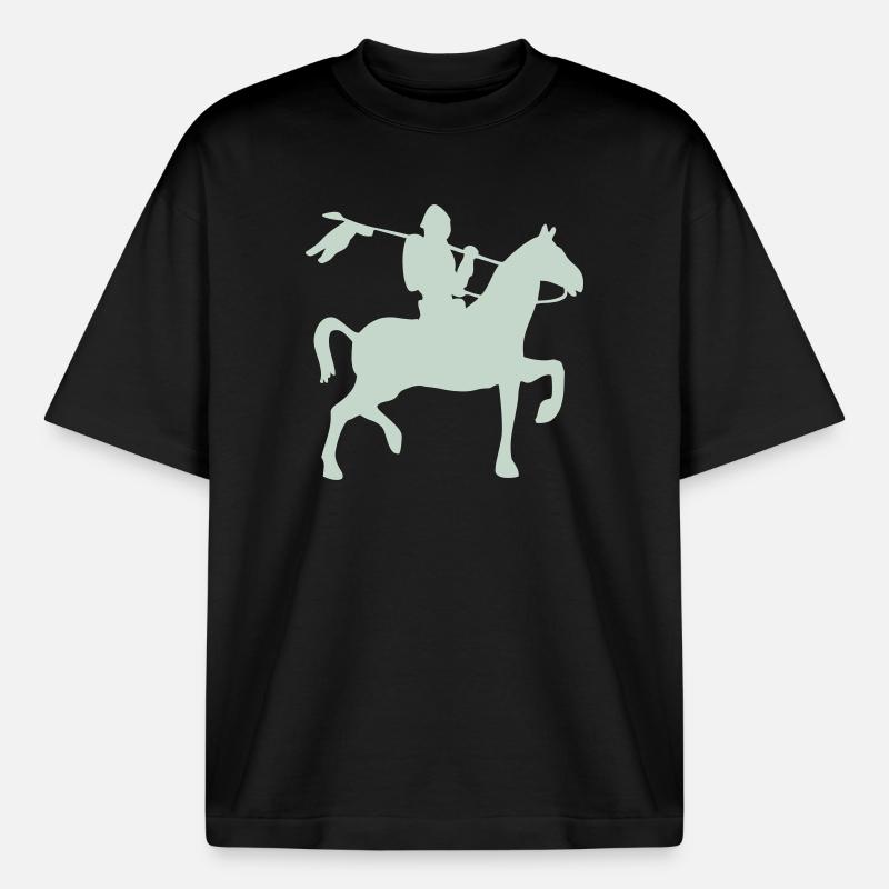 Ritter Krieger auf ein Pferd - Boxy Heavyweight Unisex Organic T-Shirt von Stanley/Stella - Schwarz