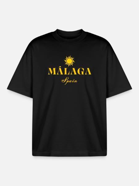 Malaga Sonnenemblem Spanien - Boxy Heavyweight Unisex Organic T-Shirt von Stanley/Stella - Schwarz