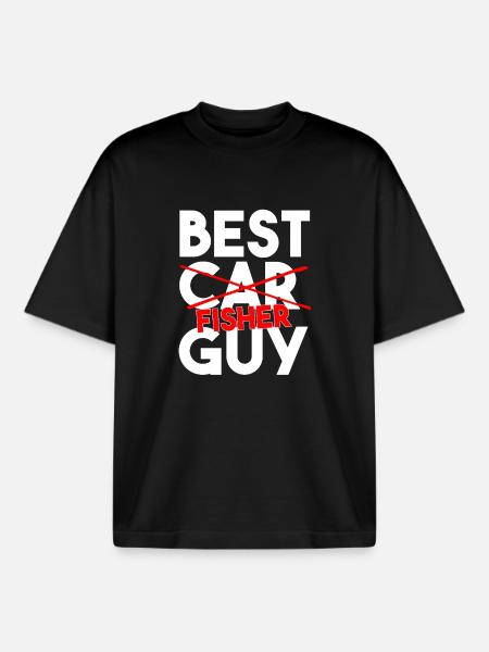 Best Fisher Guy Funny Angling Slogan - Boxy Heavyweight Unisex Organic T-Shirt by Stanley/Stella - black