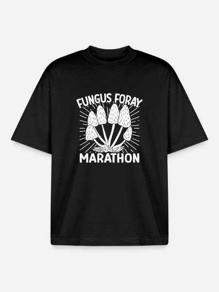 Champignon Marathon Champignon Morille - T-shirt unisexe boxy épais biologique Stanley/Stella - noir
