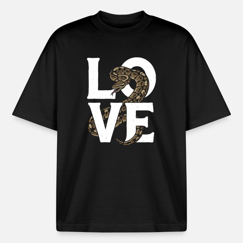 Königspython Schlangen LOVE Terrarium Python - Boxy Heavyweight Unisex Organic T-Shirt von Stanley/Stella - Schwarz