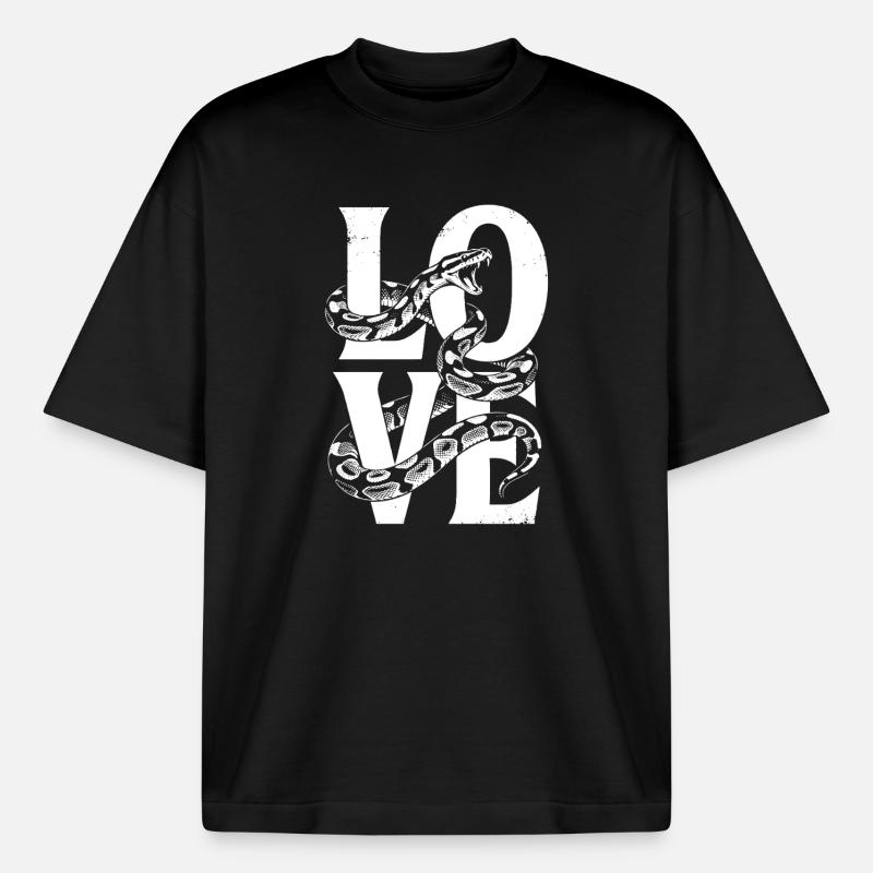 Königspython Schlangen LOVE Terrarium Python - Boxy Heavyweight Unisex Organic T-Shirt von Stanley/Stella - Schwarz
