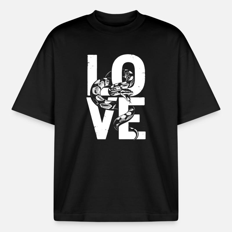 Königspython Schlangen LOVE Terrarium Python - Boxy Heavyweight Unisex Organic T-Shirt von Stanley/Stella - Schwarz