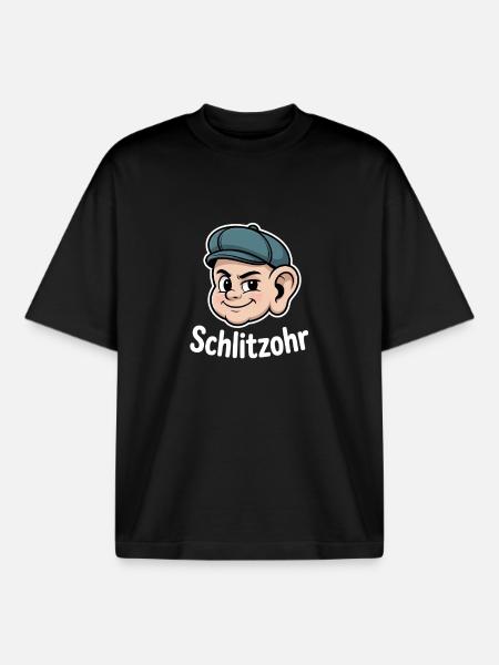 Sly Naughty Cartoon Head with Hat - Boxy Heavyweight Unisex Organic T-Shirt by Stanley/Stella - black
