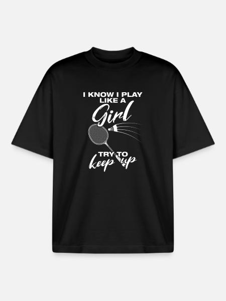 Like a girl Badminton Badminton Player - Boxy Heavyweight Unisex Organic T-Shirt by Stanley/Stella - black