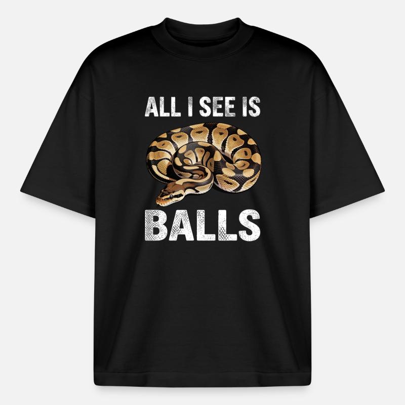 Königspython Schlangen Liebhaber Terrarium Python - Boxy Heavyweight Unisex Organic T-Shirt von Stanley/Stella - Schwarz