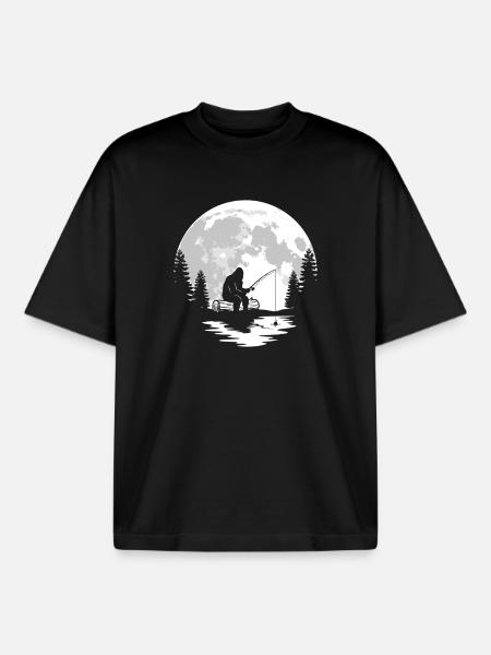 Bigfoot Fishing - Boxy Heavyweight Unisex Organic T-Shirt by Stanley/Stella - black