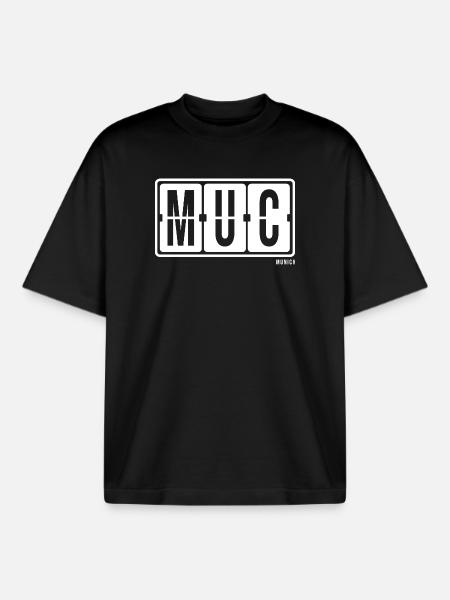Munich MUC, City Pullover Hoodie Munic - Boxy Heavyweight Unisex Organic T-Shirt by Stanley/Stella - black