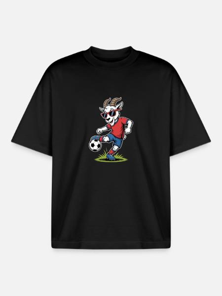 Coole Fußball Ziege mit Sonnenbrille - Boxy Heavyweight Unisex Organic T-Shirt von Stanley/Stella - Schwarz