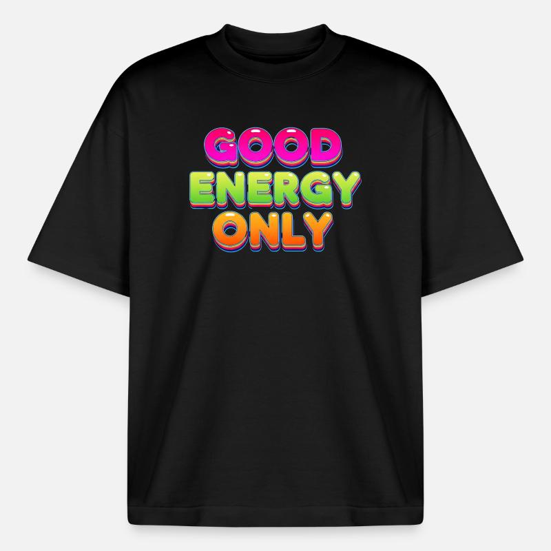 Good Energy Buntes Retro Statement Design - Boxy Heavyweight Unisex Organic T-Shirt von Stanley/Stella - Schwarz