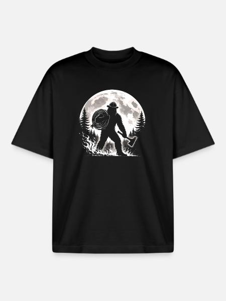 Pompier Bigfoot - T-shirt unisexe boxy épais biologique Stanley/Stella - noir