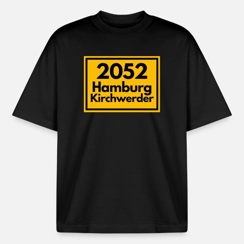OLD POSTCODE POSTCODE 2053 HAMBURG KIRCHWERDER - Boxy Heavyweight Unisex Organic T-Shirt by Stanley/Stella - black