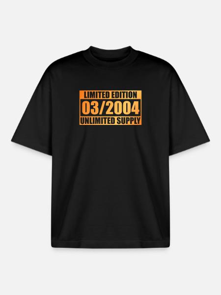 22nd Birthday Limited Edition - ꝏ Supply 03/2004 - Boxy Heavyweight Unisex Organic T-Shirt by Stanley/Stella - black