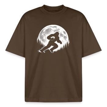 Bigfoot Rugby - Boxy Heavyweight Unisex Organic T-Shirt by Stanley/Stella - mocha - Front - AI Model Male 185 light (185cm) & AI Model Female 172 dark (172cm)