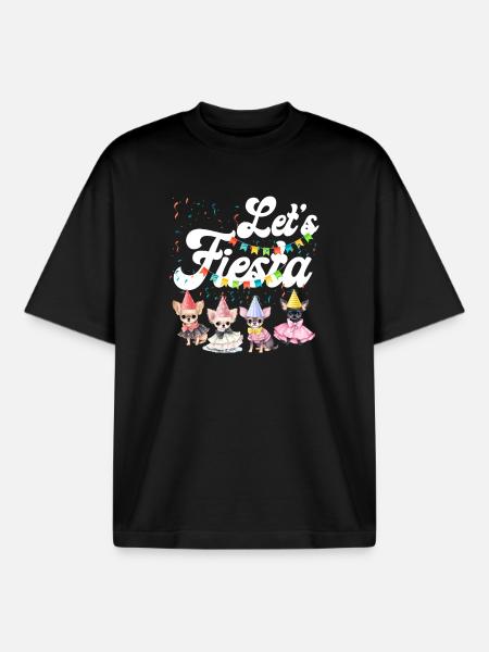 Chihuahua Chihuahueño Let's Fiesta - Boxy Heavyweight Unisex Organic T-Shirt by Stanley/Stella - black