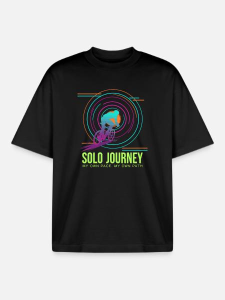 Solo Journey Neon Cyclist - Boxy Heavyweight Unisex Organic T-Shirt by Stanley/Stella - black