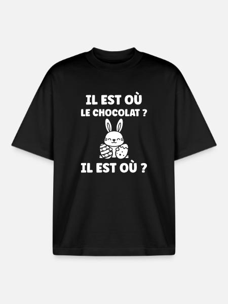 Where is the chocolate - Boxy Heavyweight Unisex Organic T-Shirt by Stanley/Stella - black