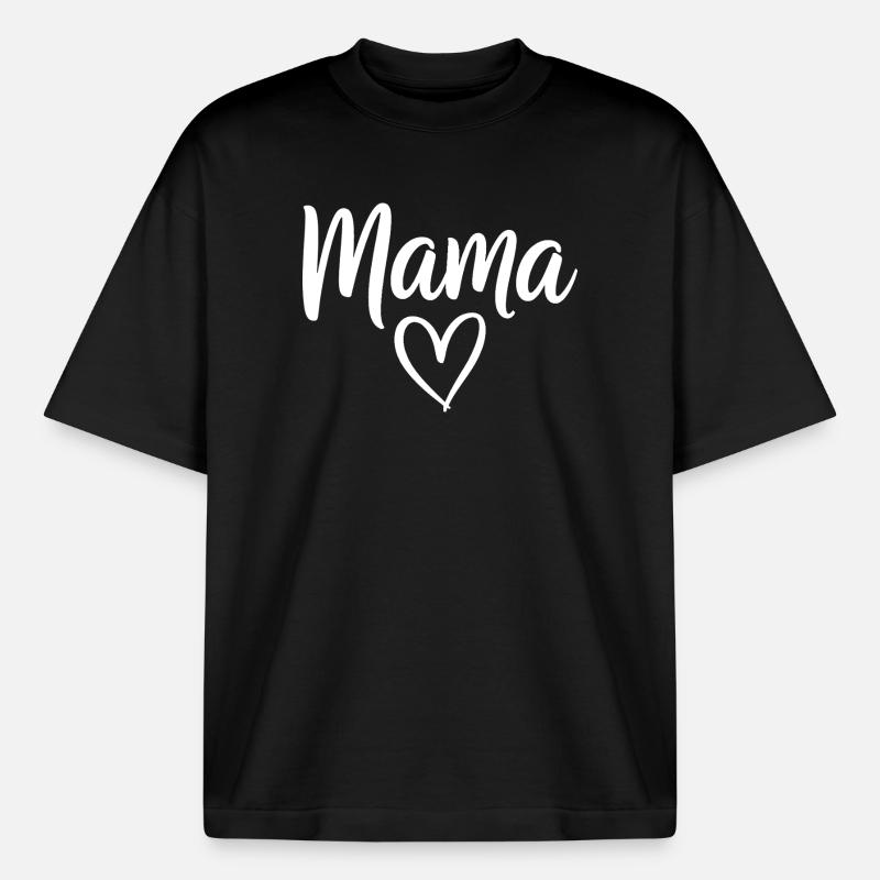 Mama Heart Script Logo - Boxy Heavyweight Unisex Organic T-Shirt von Stanley/Stella - Schwarz