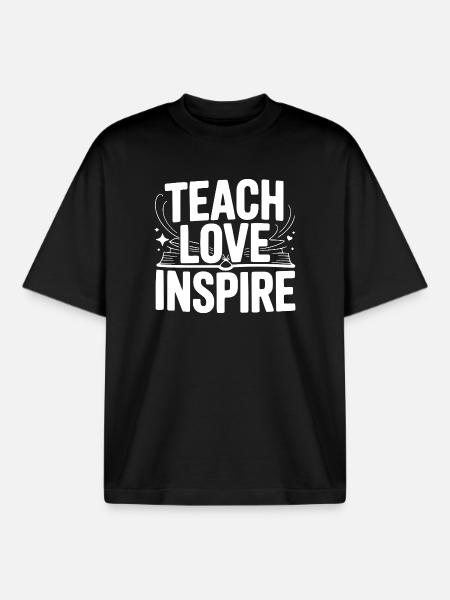 Teach Love Inspire - Boxy Heavyweight Unisex Organic T-Shirt by Stanley/Stella - black