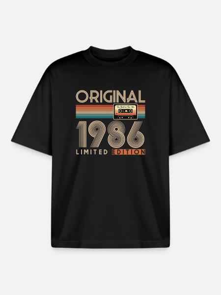 40-års fødselsdag, 40 år, oprindeligt 1986 - Stanley/Stella unisex boxy heavyweight T-shirt økologisk - sort