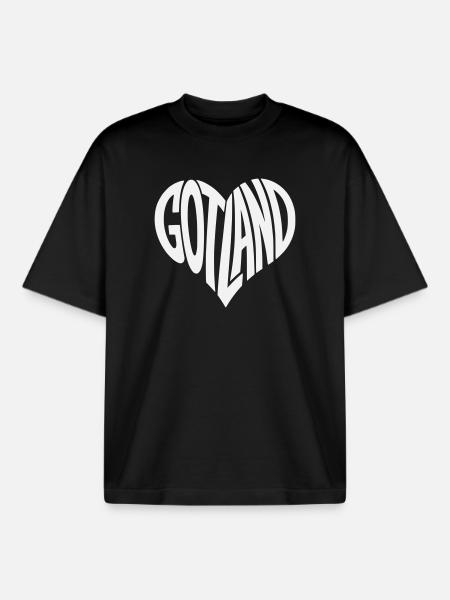 Gotland Heart Lettering - Boxy Heavyweight Unisex Organic T-Shirt by Stanley/Stella - black