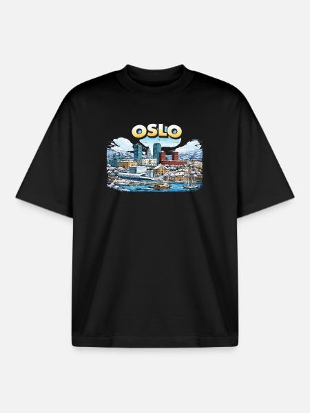 Oslo City - Boxy Heavyweight Unisex Organic T-Shirt by Stanley/Stella - black
