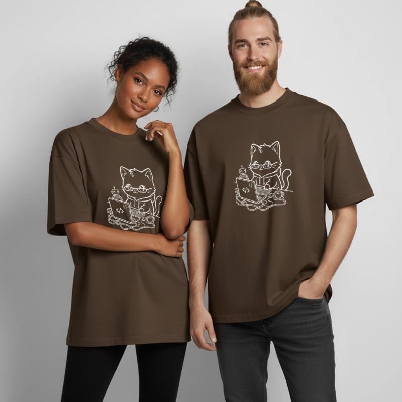 Coder Kawaii Katze Programmierer Boxy Heavyweight Unisex Organic T-Shirt von Stanley/Stella
