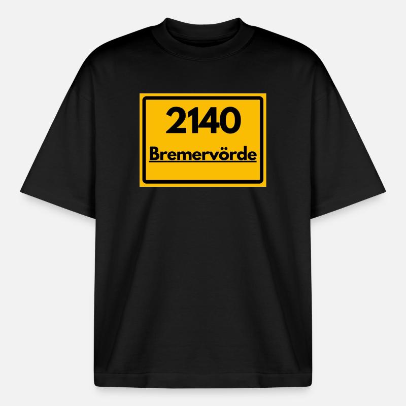OLD POSTCODE POSTCODE RETRO 2140 BREMERVÖRDE - Boxy Heavyweight Unisex Organic T-Shirt by Stanley/Stella - black