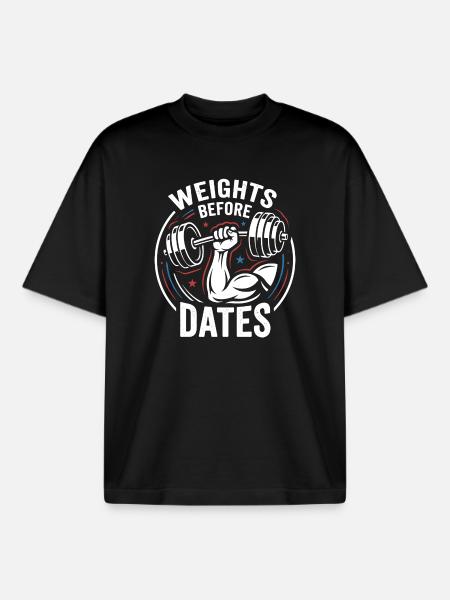 Gewichte vor Dates – Krafthumor - Boxy Heavyweight Unisex Organic T-Shirt von Stanley/Stella - Schwarz