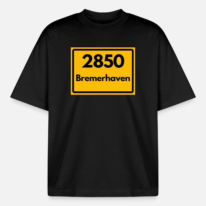 OLD POSTCODE POSTCODE RETRO 2850 BREMERHAVEN - Boxy Heavyweight Unisex Organic T-Shirt by Stanley/Stella - black