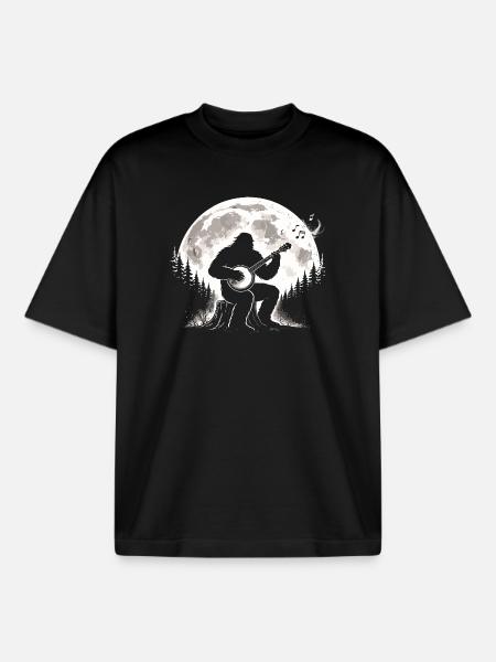 Bigfoot Banjo Moon - Boxy Heavyweight Unisex Organic T-Shirt by Stanley/Stella - black