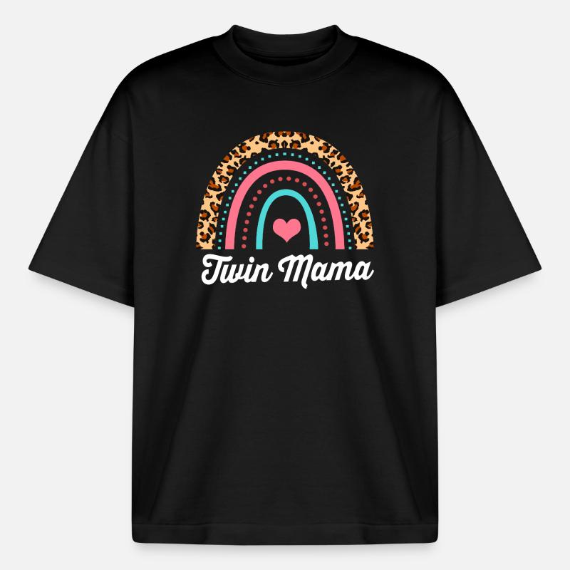 Zwillinge Mama Zwilling Mutter Geschenk - Boxy Heavyweight Unisex Organic T-Shirt von Stanley/Stella - Schwarz