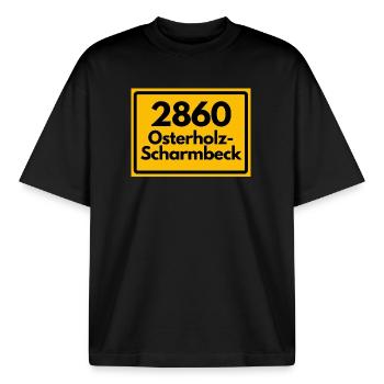 ANCIEN CODE POSTAL 2860 OSTERHOLZ-SCHARMBECK - T-shirt unisexe boxy épais biologique Stanley/Stella - noir - Devant - AI Model Male 185 light (185cm) & AI Model Female 172 dark (172cm)