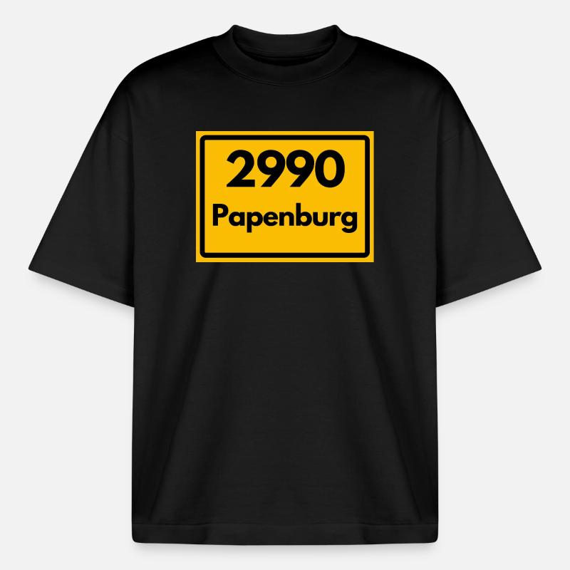 OLD POSTCODE POSTCODE RETRO 2990 PAPENBURG - Heavyweight Boxy Unisex T-Shirt by Stanley/Stella - black