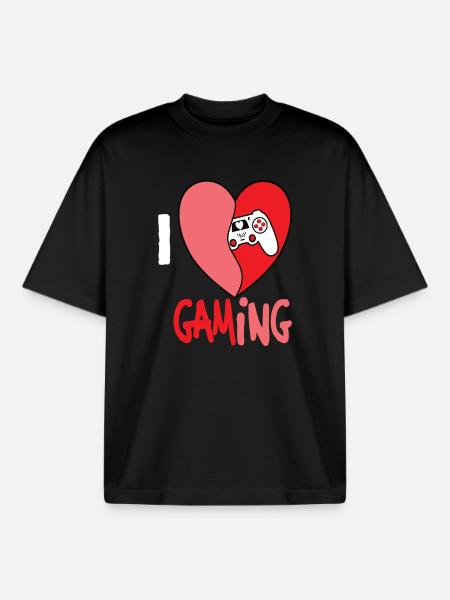 I LOVE GAMING - Boxy Heavyweight Unisex Organic T-Shirt von Stanley/Stella - Schwarz