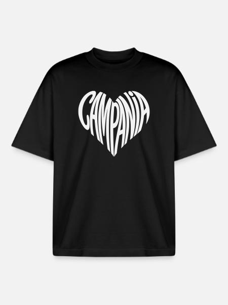 Campania Herz Typografie - Boxy Heavyweight Unisex Organic T-Shirt von Stanley/Stella - Schwarz